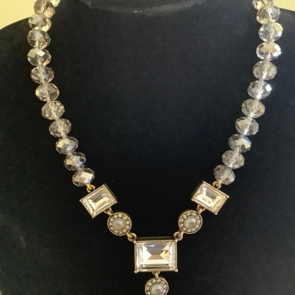 Heidi Daus Conscious Coupling Crystal Necklace & Bracelet Set Clear/ Hematite - Picture 11 of 13